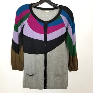 One Girl Who Women Multicolor Cotton Cashmere Cardigan Sweater Sz M Button  Up
